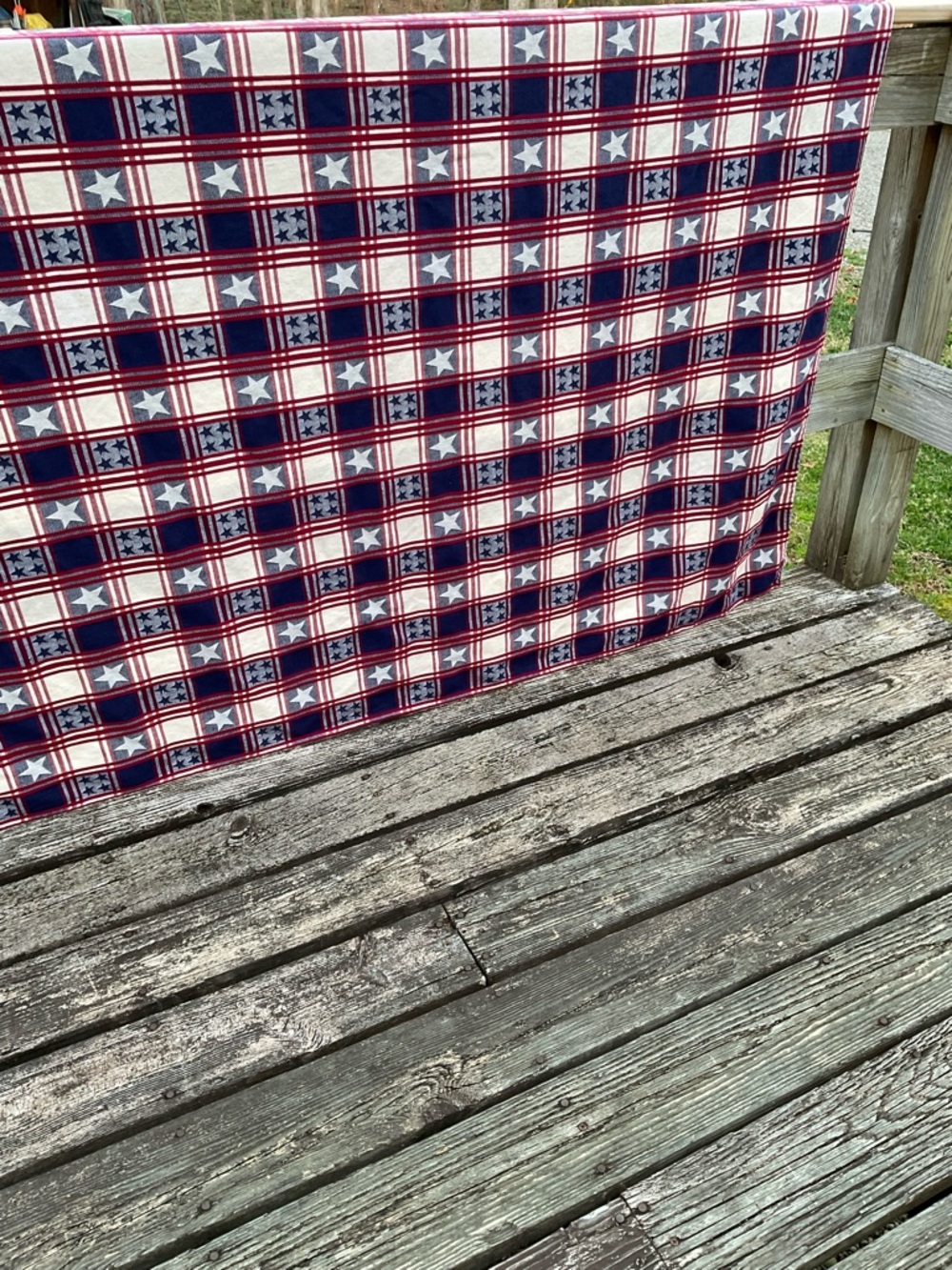 Pampered Chef Red white blue Star Plaid Cotton Tablecloth 4th July USA 58”by 80” - Picture 3 of 6
